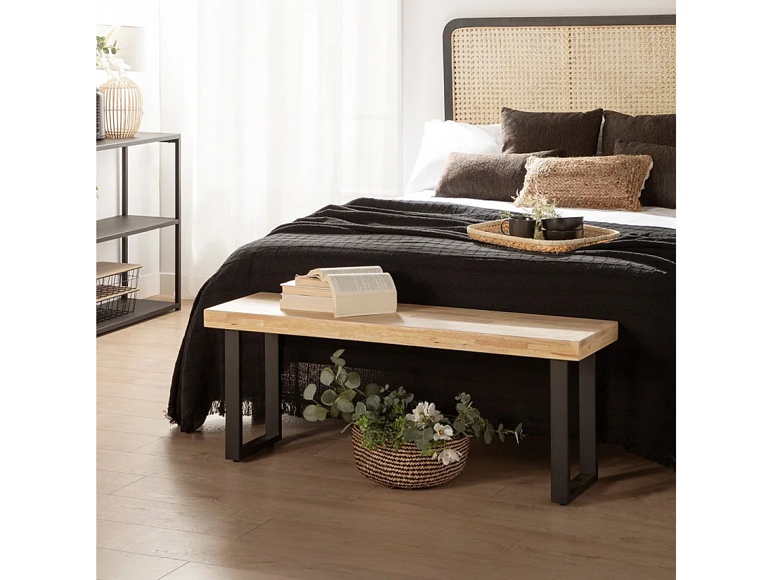 Banco en bois naturel 120x47 cm-Alys