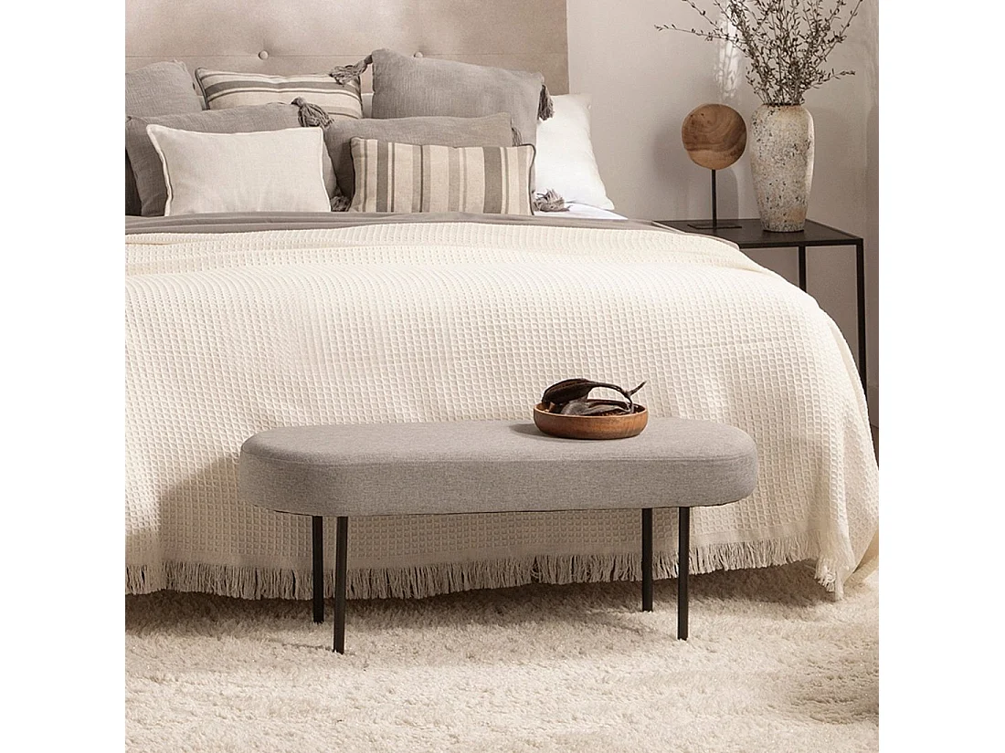 Pie de cama de Tela Gris 38 x 97- Mena