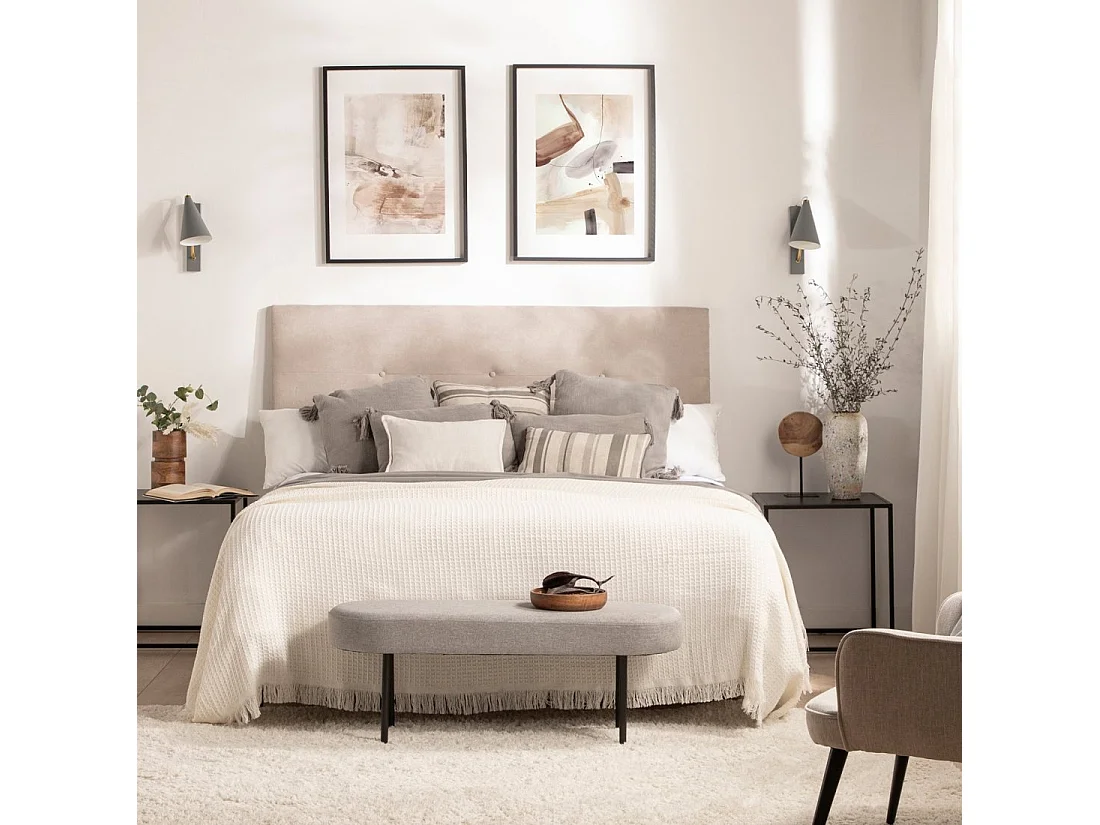 Pie de cama de Tela Gris 38 x 97- Mena