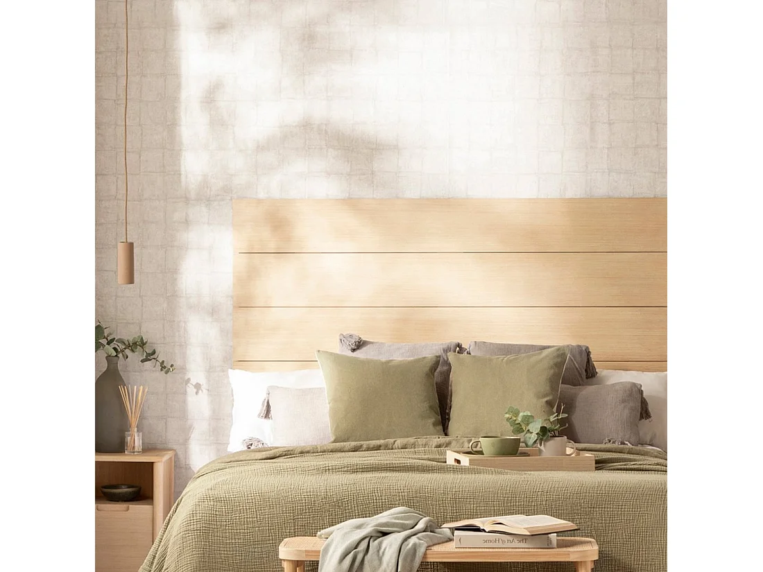 Tête de lit double en bois naturel 162x80 cm-Leira