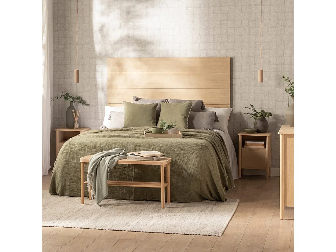 Tête de lit double en bois naturel 162x80 cm-Leira