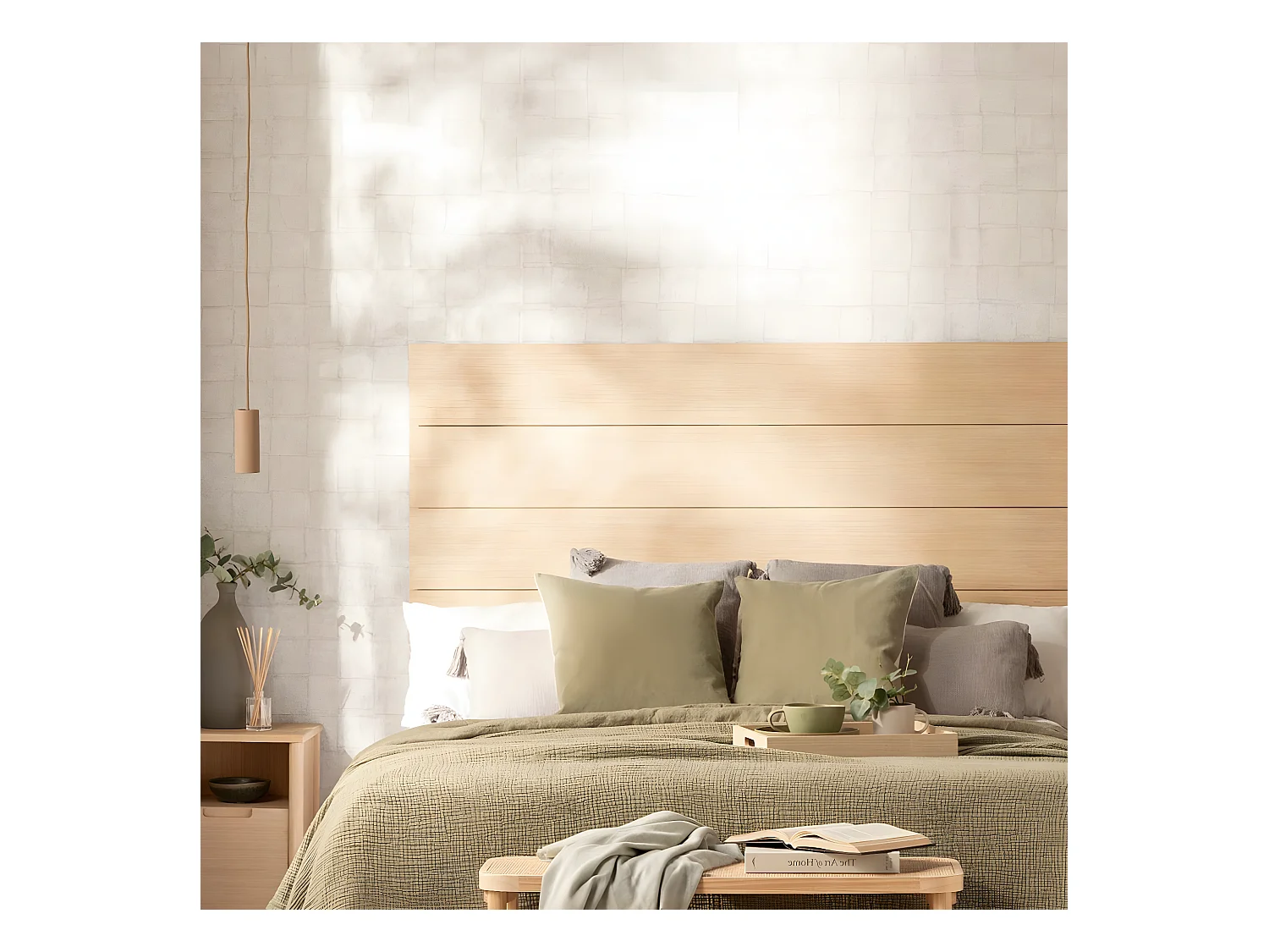 Cabecero doble de Madera Natural 80 x 162- Leira