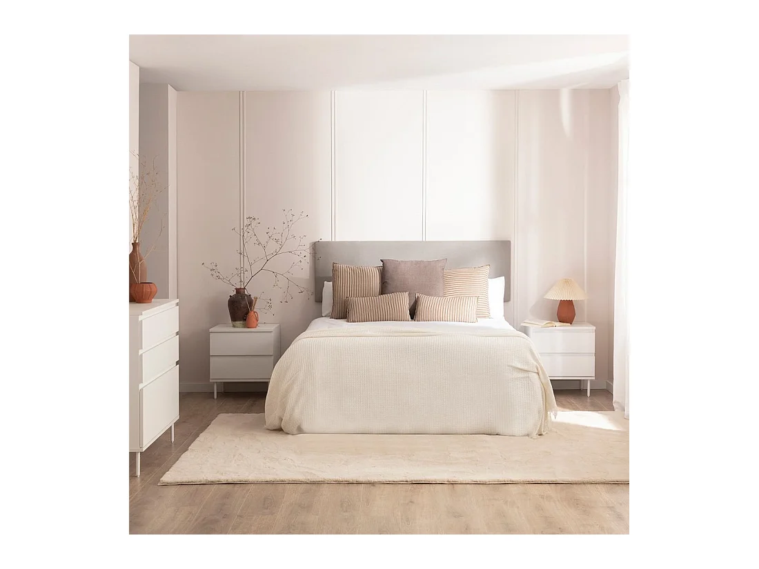 Tête de lit double en tissu beige 160x50 cm-Malta