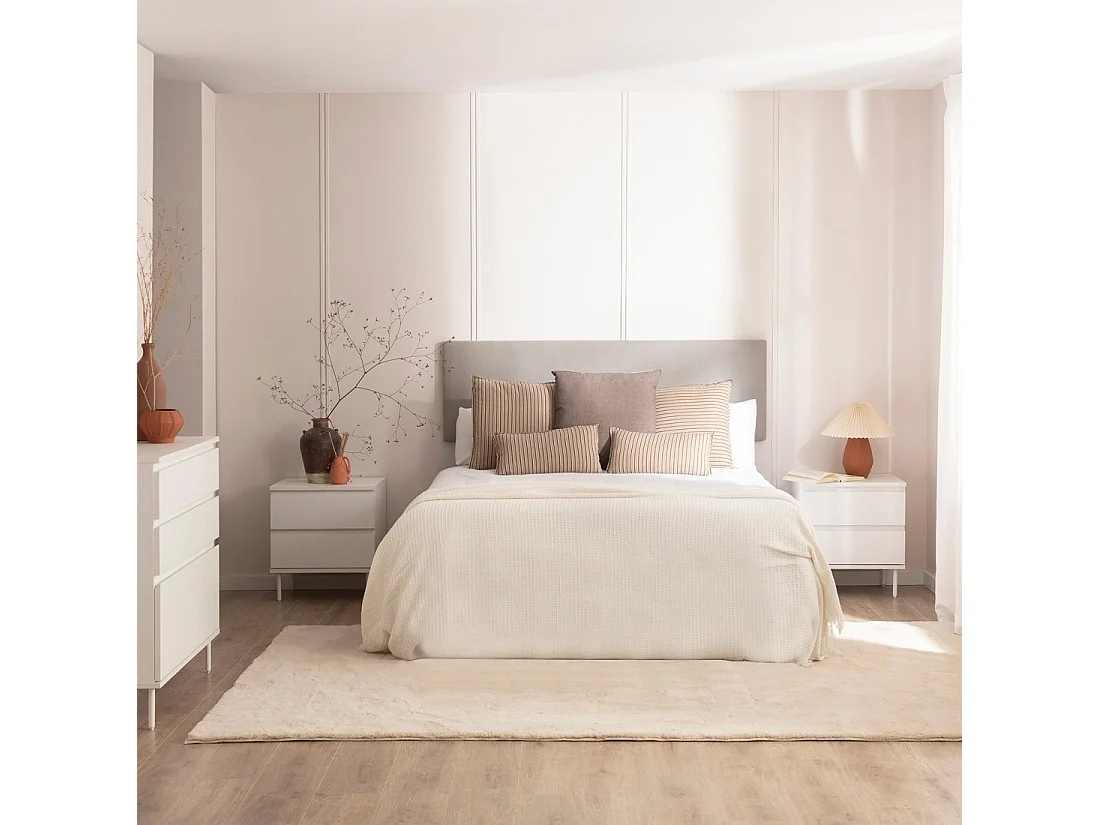 Tête de lit double en tissu beige 160x50 cm-Malta