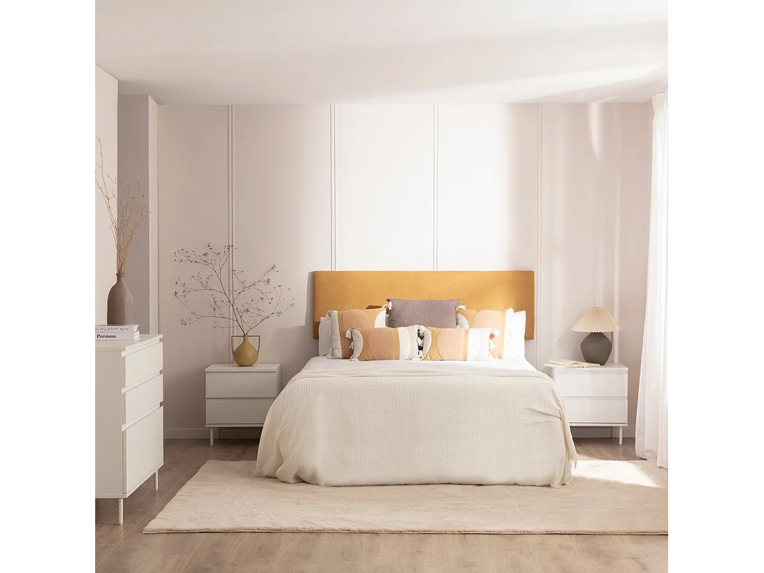 Tête de lit double en tissu moutarde 160x50 cm-Malta