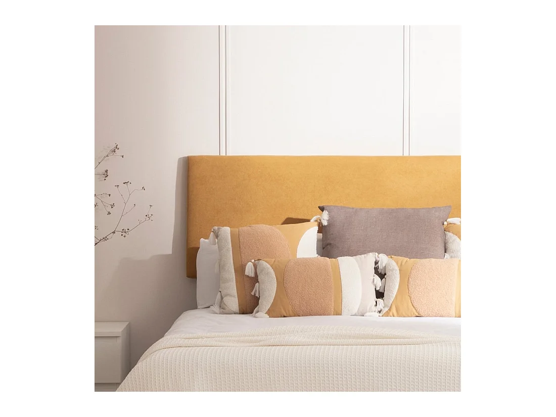 Tête de lit double en tissu moutarde 160x50 cm-Malta