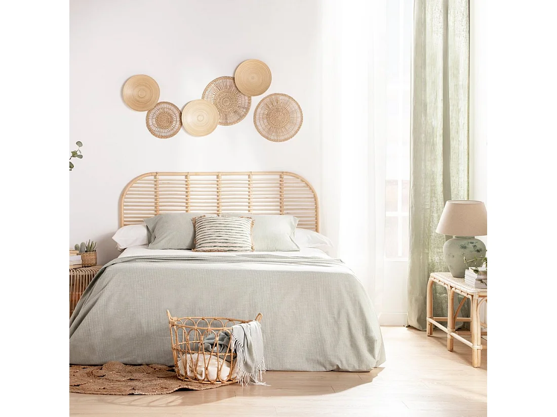 Tête de lit double en rotin naturel 160x60 cm-Siloa