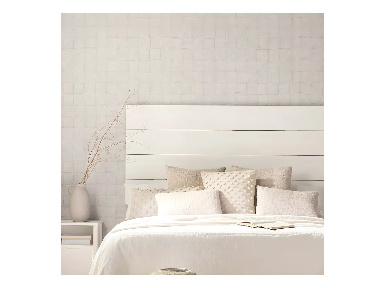 Cabecero doble de Madera Blanco 80 x 162- Leira