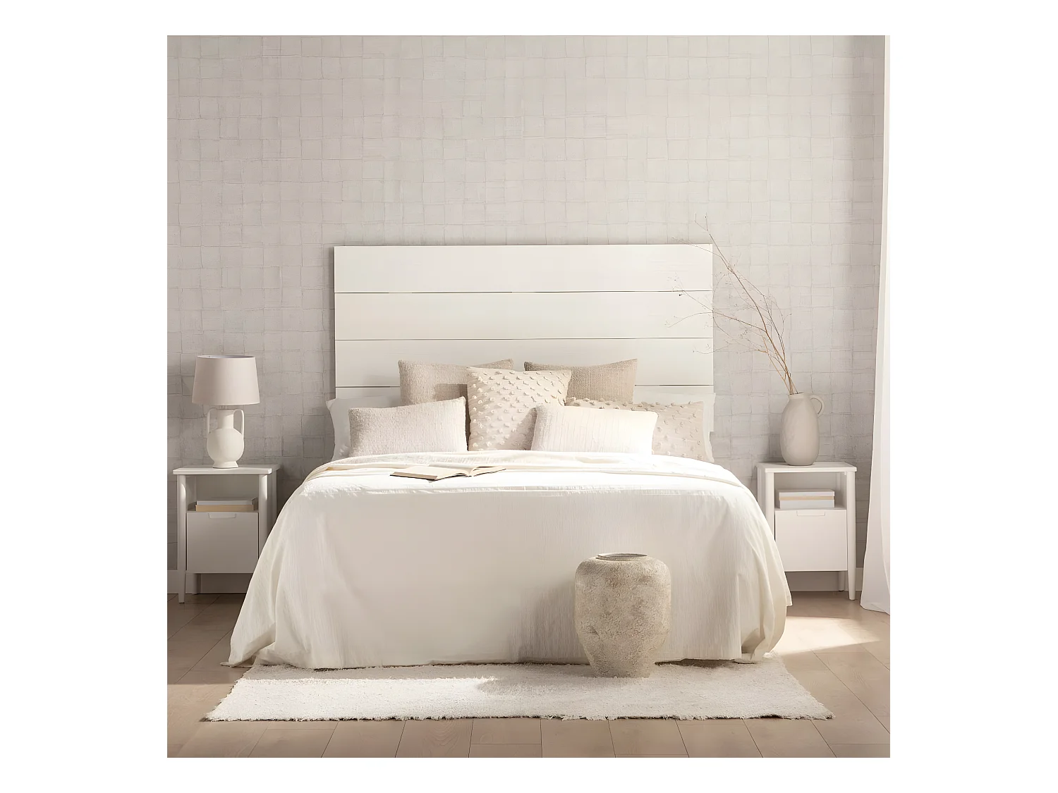 Cabecero doble de Madera Blanco 80 x 162- Leira