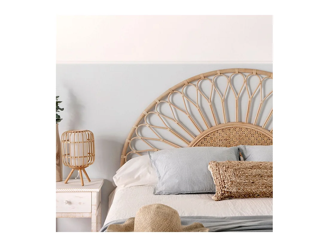 Tête de lit double en rotin naturel 160x120 cm-Fera