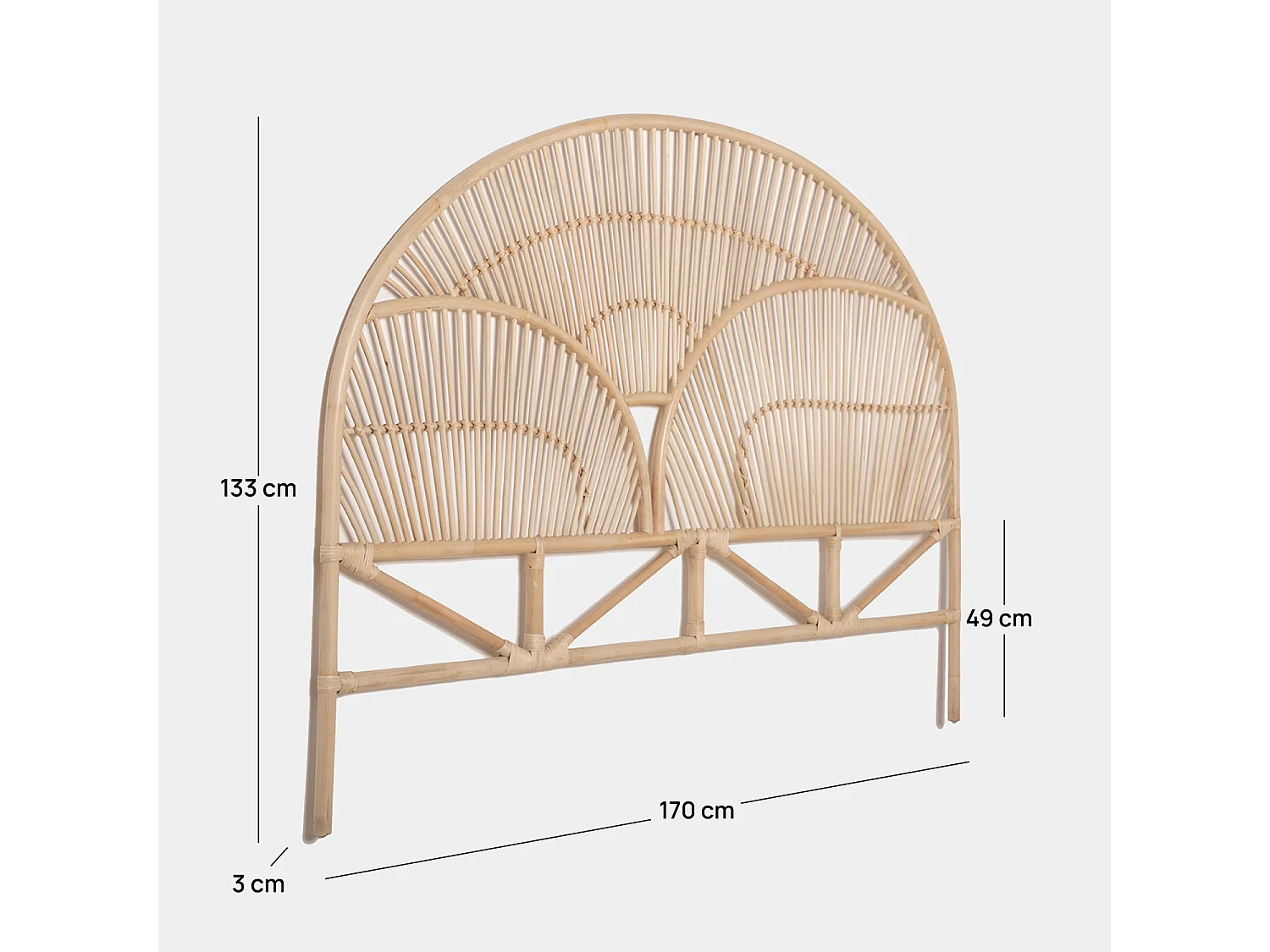 Tête de lit double en rotin naturel 170x133 cm-Arue