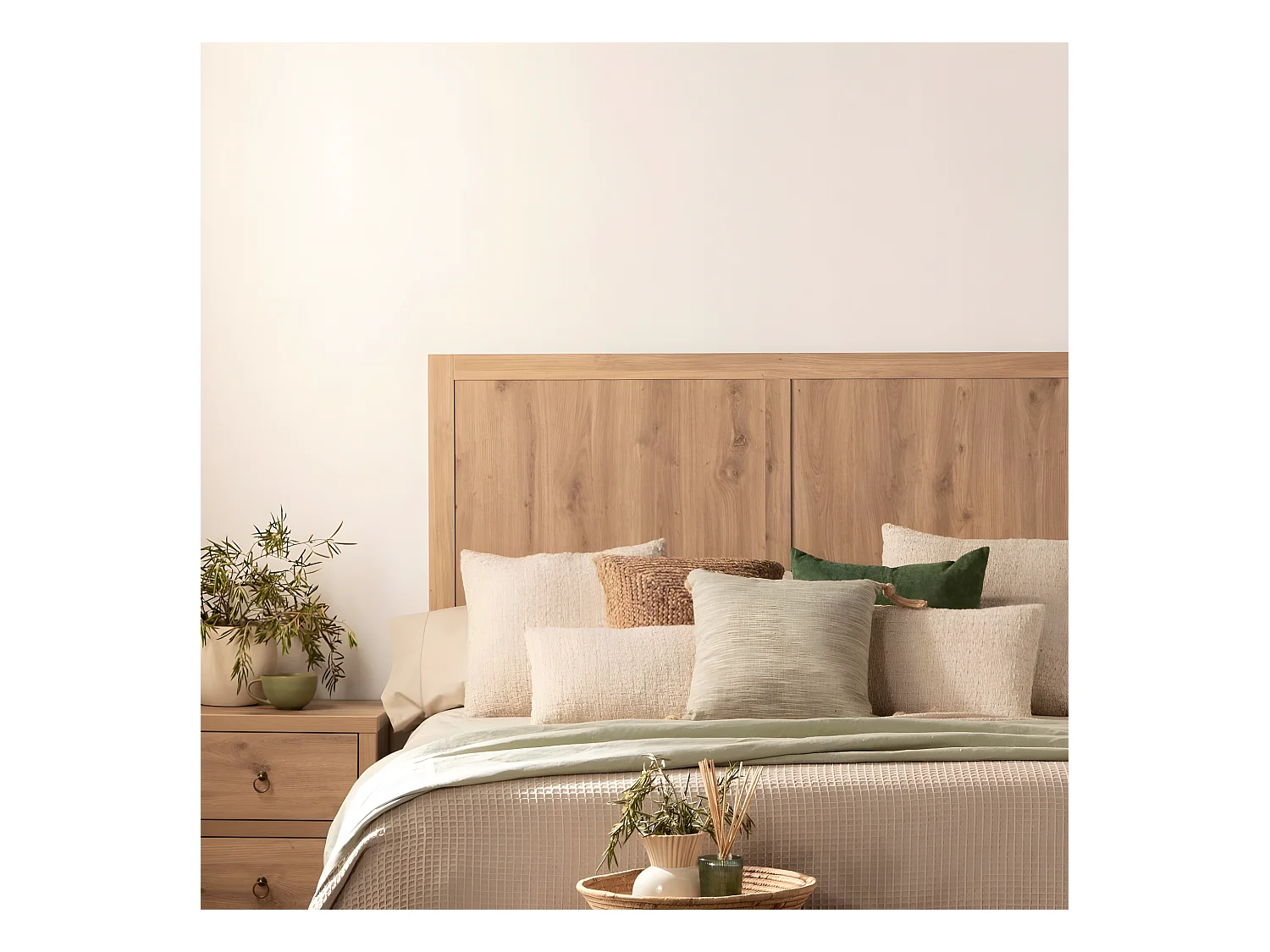 Tête de lit double en bois naturel 160x70 cm-Livorno