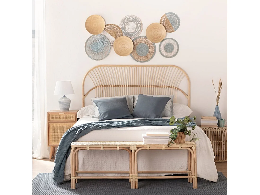 Tête de lit double en rotin naturel 160x111 cm-Doe