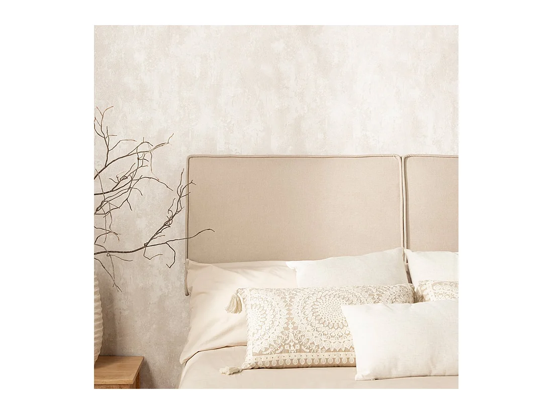Tête de lit double en tissu beige 168x55 cm-Ayari