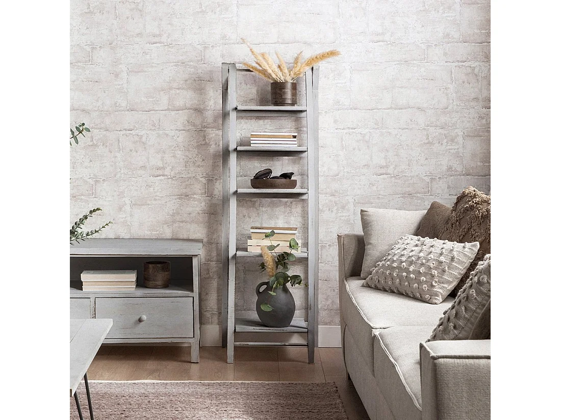 Estantería plegable de Madera Gris decapado 136 x 45- Folk