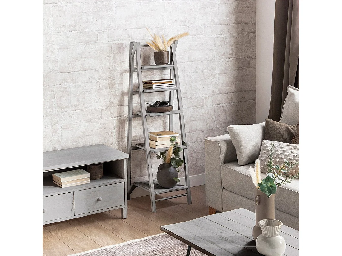 Estantería plegable de Madera Gris decapado 136 x 45- Folk