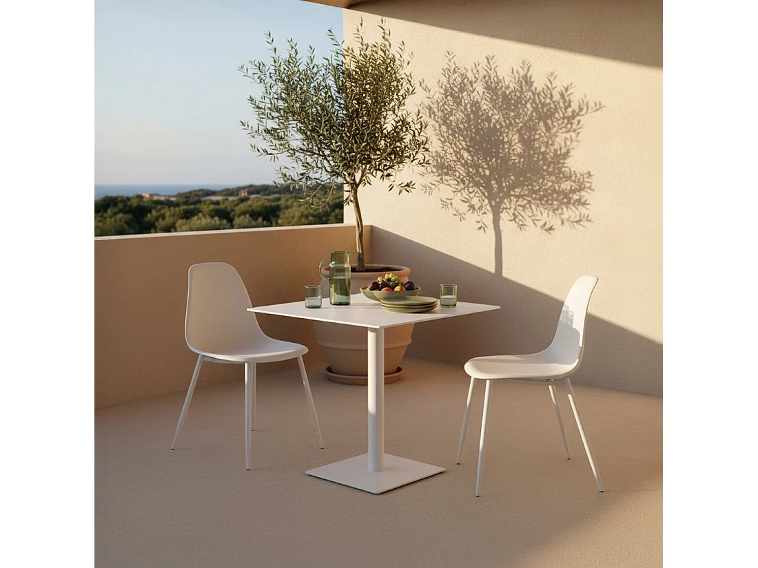 Chaise d'extérieur en plastique blanc 45x80 cm-Nina