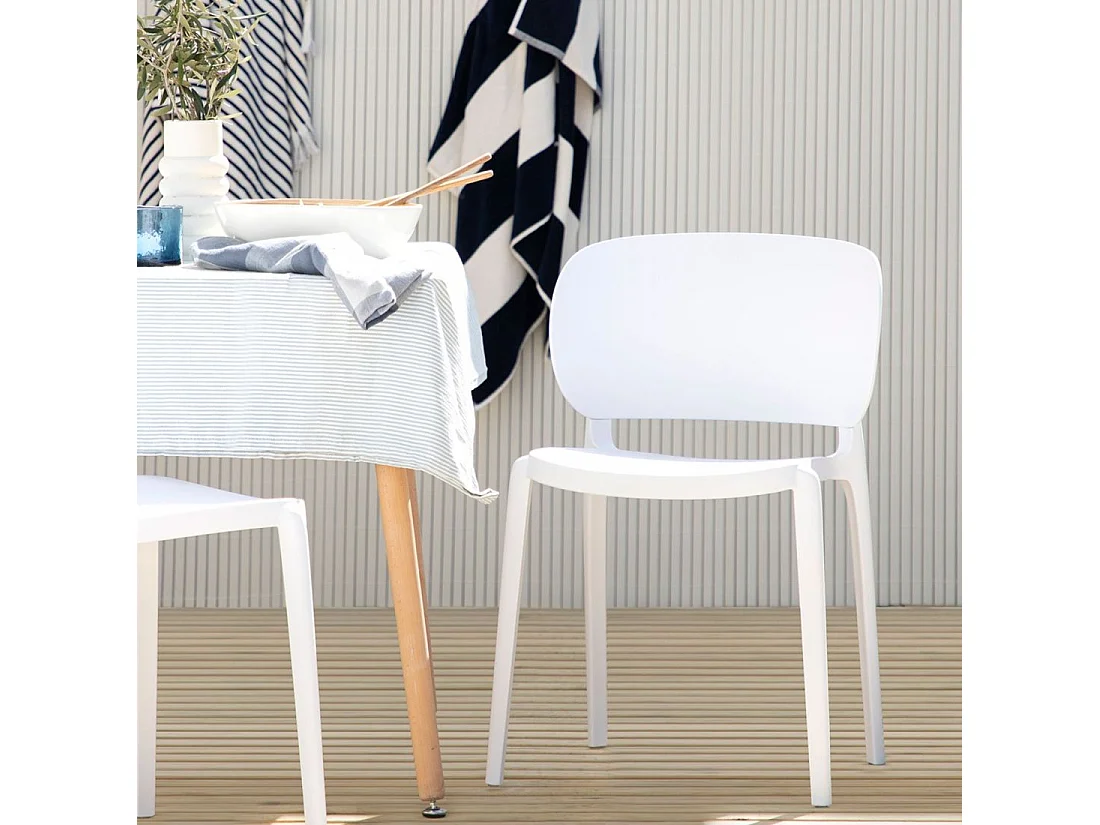 Chaise d'extérieur en plastique blanc 50x78 cm-Jana
