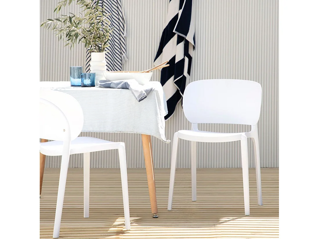 Chaise d'extérieur en plastique blanc 50x78 cm-Jana