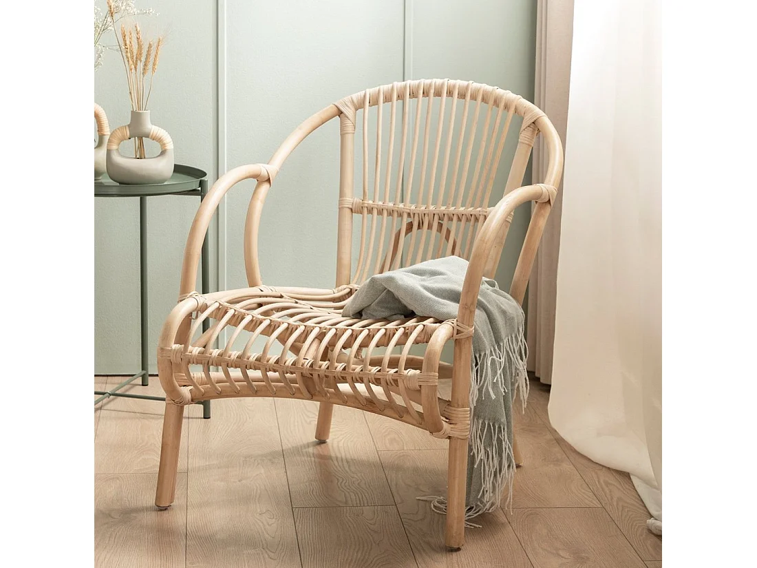 Fauteuil de lecture en rotin naturel 60x75 cm-Nea