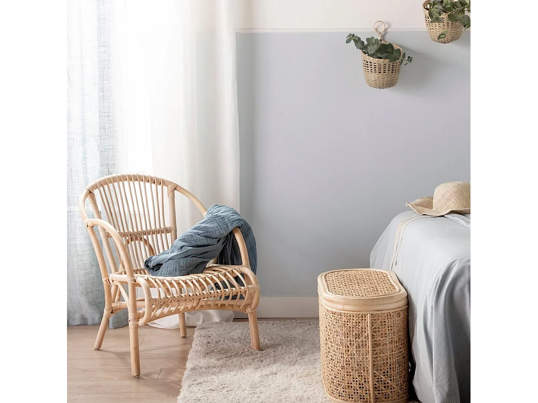 Fauteuil de lecture en rotin naturel 60x75 cm-Nea