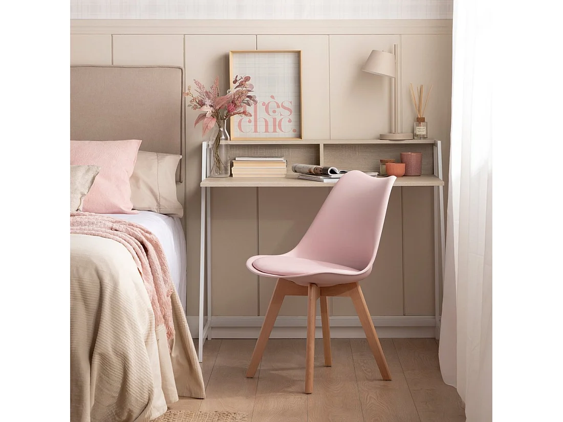 Chaise de salle à manger en plastique rose 48x82 cm-Kler