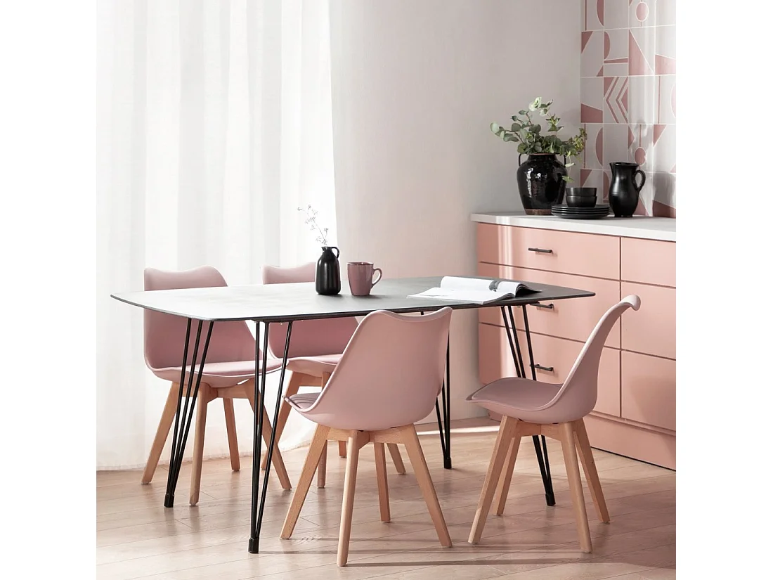 Chaise de cuisine en plastique rose 48x82 cm-Kler