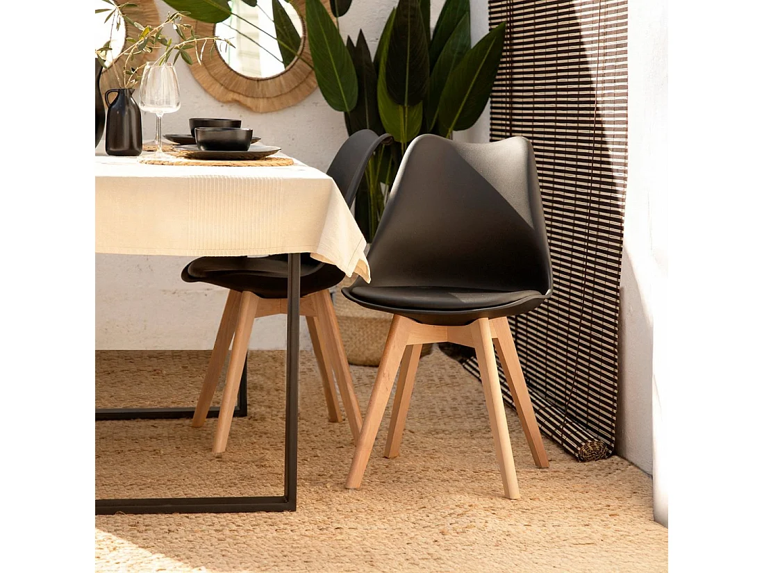 Chaise de cuisine en plastique noir 48x82 cm-Kler