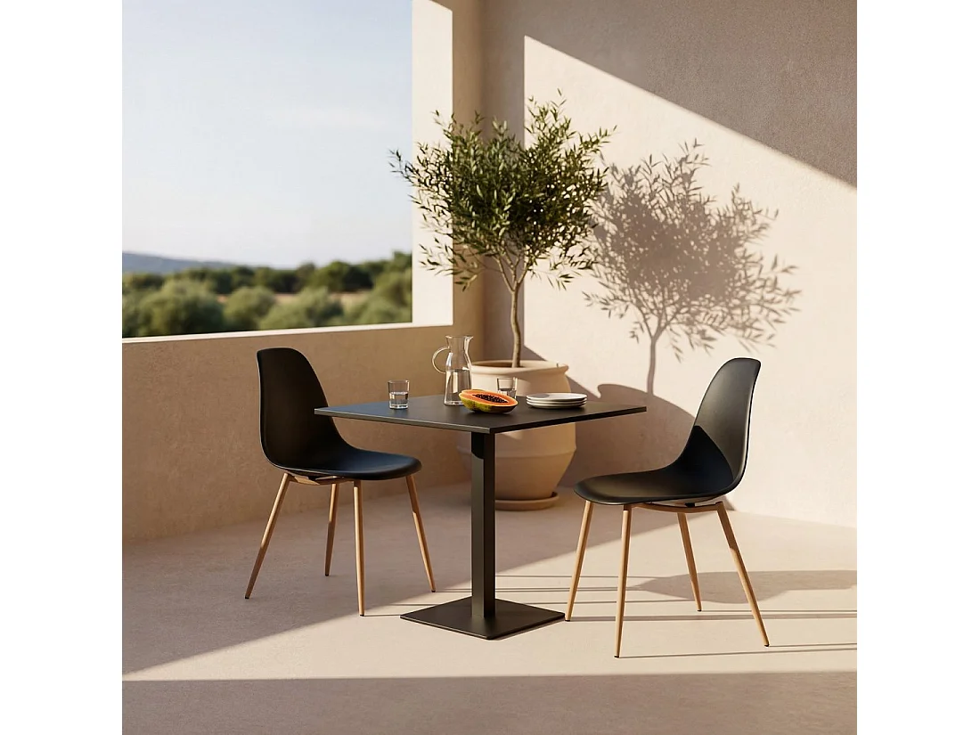 Chaise d'extérieur en plastique noir 45x80 cm-Nina