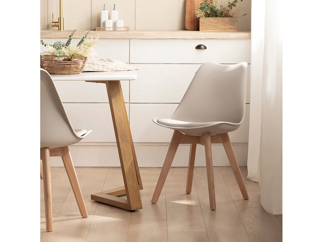 Chaise de salle à manger en plastique beige 48x82 cm-Kler