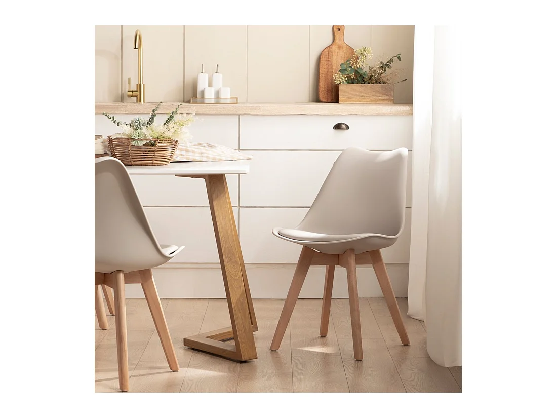 Chaise de salle à manger en plastique beige 48x82 cm-Kler