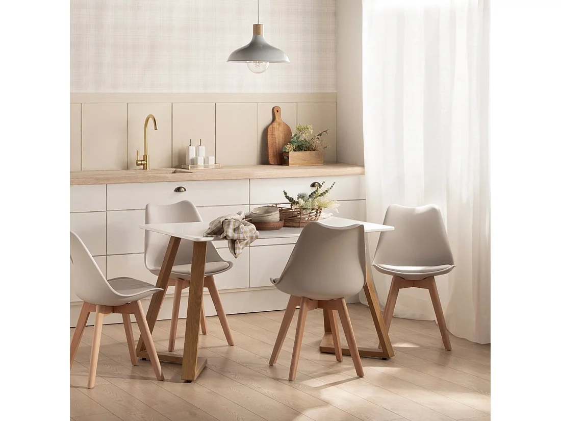 Chaise de cuisine en plastique beige 48x82 cm-Kler