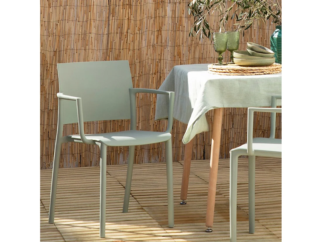 Chaise d'extérieur en plastique vert 56x80 cm-Jeven