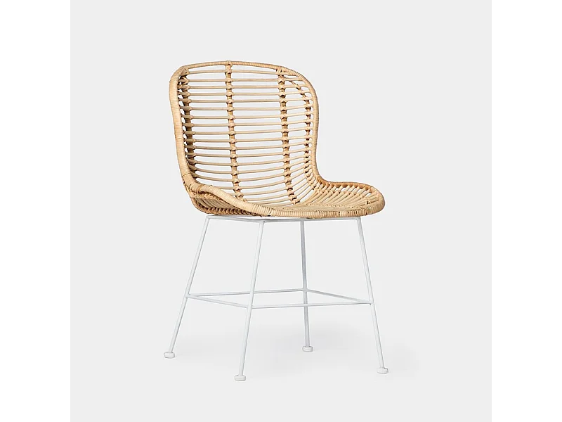 Silla de exterior de Fibra natural Blanco 86 x 47- Leo