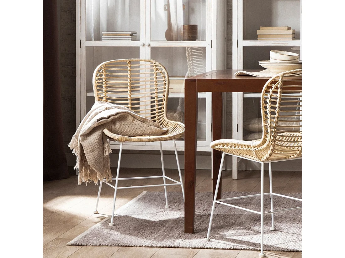 Silla de exterior de Fibra natural Blanco 86 x 47- Leo