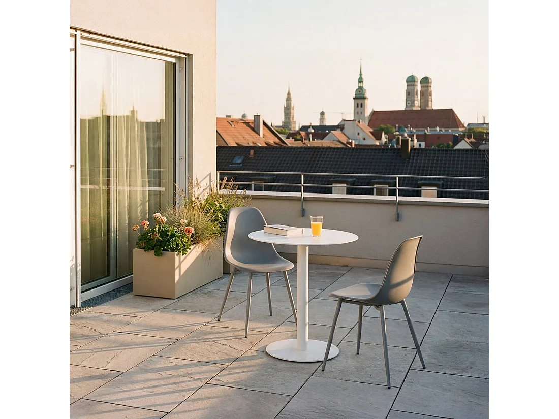 Chaise d'extérieur en plastique gris 45x80 cm-Nina