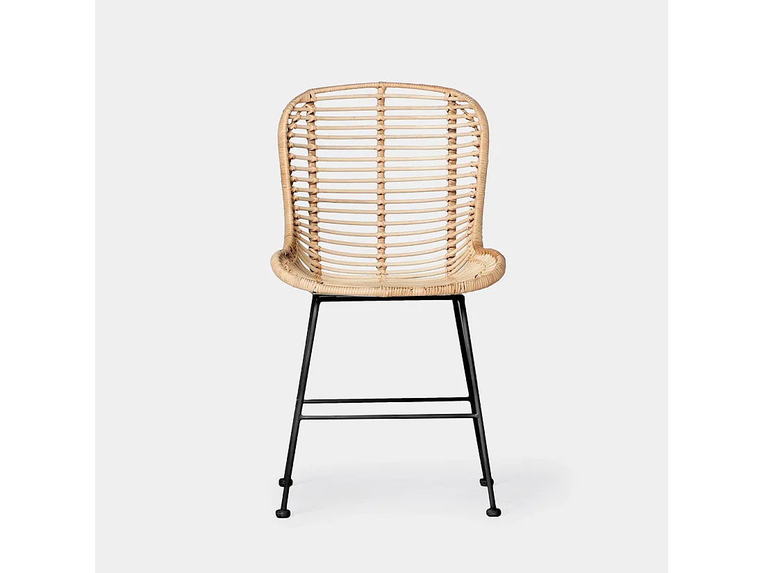 Chaise de salle à manger en rotin naturel Leo sans accoudoirs