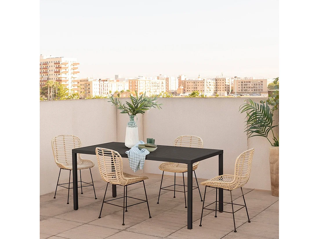 Chaise de salle à manger en rotin naturel Leo sans accoudoirs