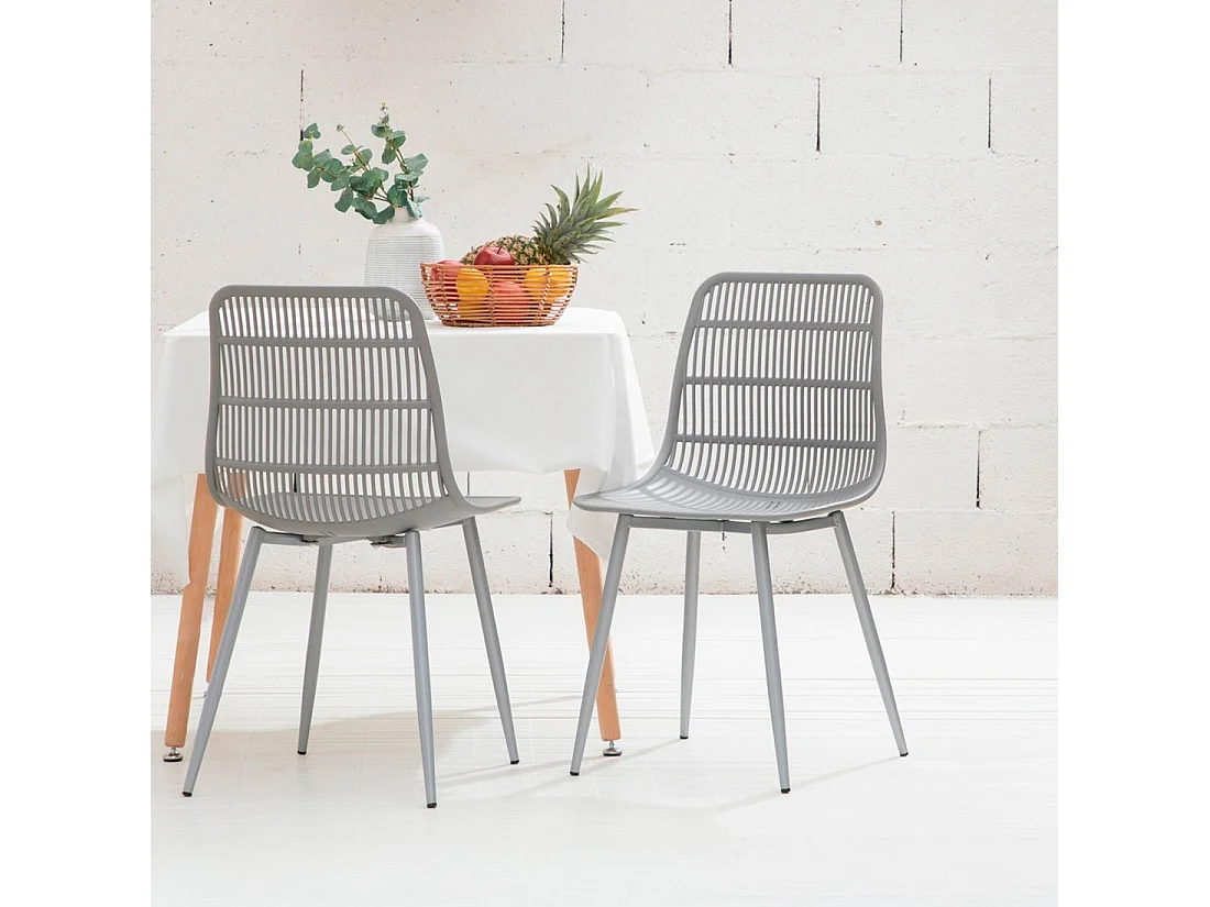 Chaise d'extérieur en plastique gris 46x84 cm-Zoe