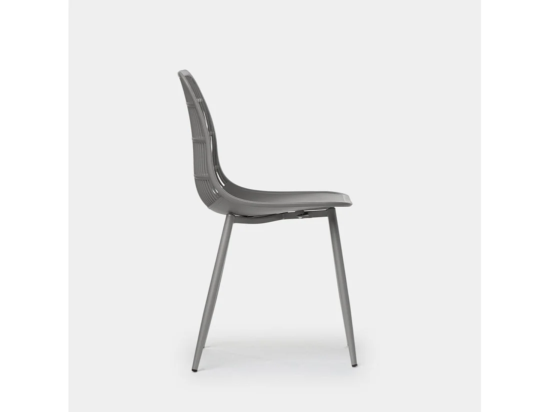Chaise d'extérieur en plastique gris 46x84 cm-Zoe