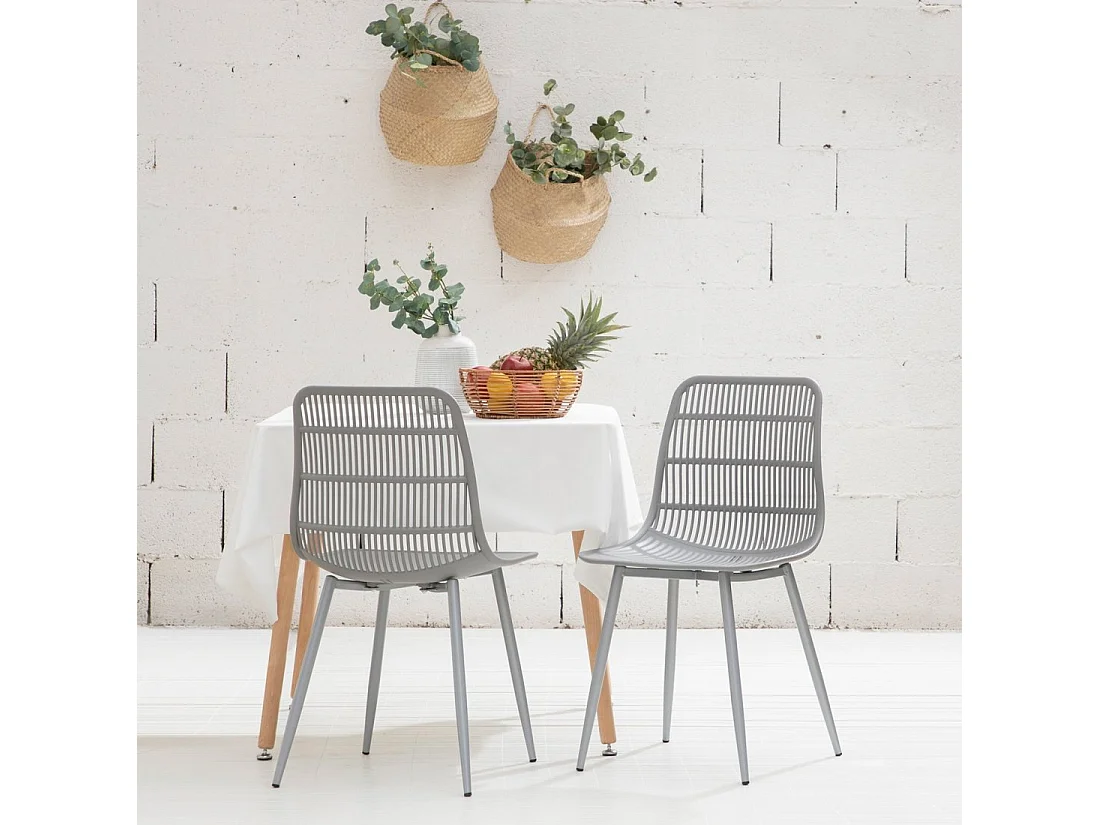 Chaise d'extérieur en plastique gris 46x84 cm-Zoe