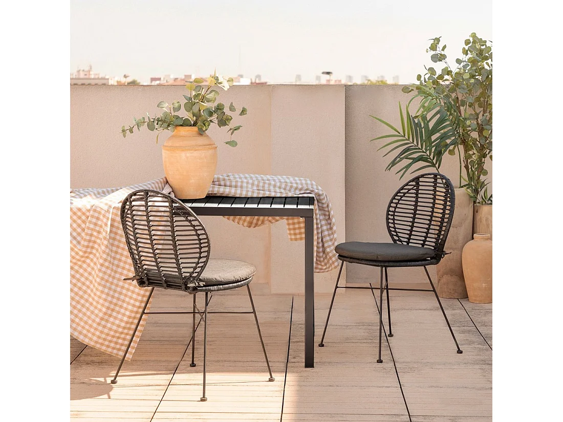 Silla de exterior de Fibra natural Negro 89 x 51- Kala