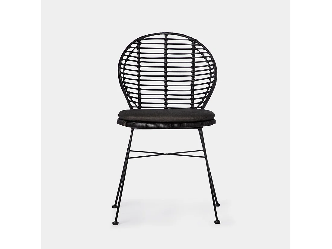 Chaise d'extérieur en fibre naturelle noir 51x89 cm-Kala