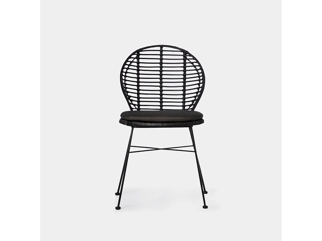 Chaise d'extérieur en fibre naturelle noir 51x89 cm-Kala