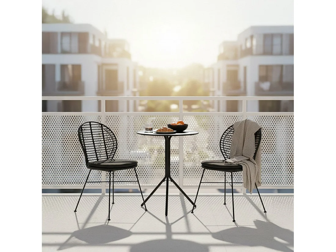 Chaise de jardin en fibre naturelle noir 51x89 cm-Kala