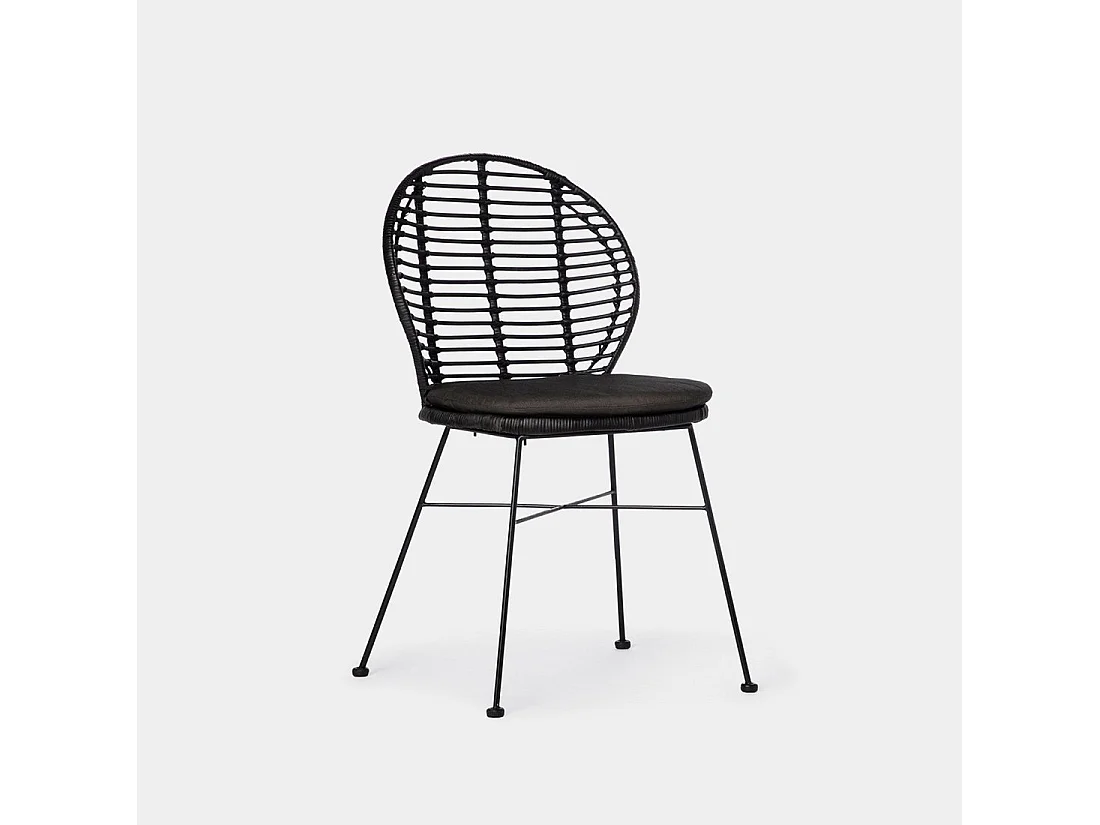 Chaise de jardin en fibre naturelle noir 51x89 cm-Kala
