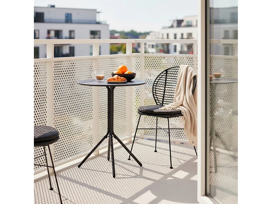 Chaise de jardin en fibre naturelle noir 51x89 cm-Kala