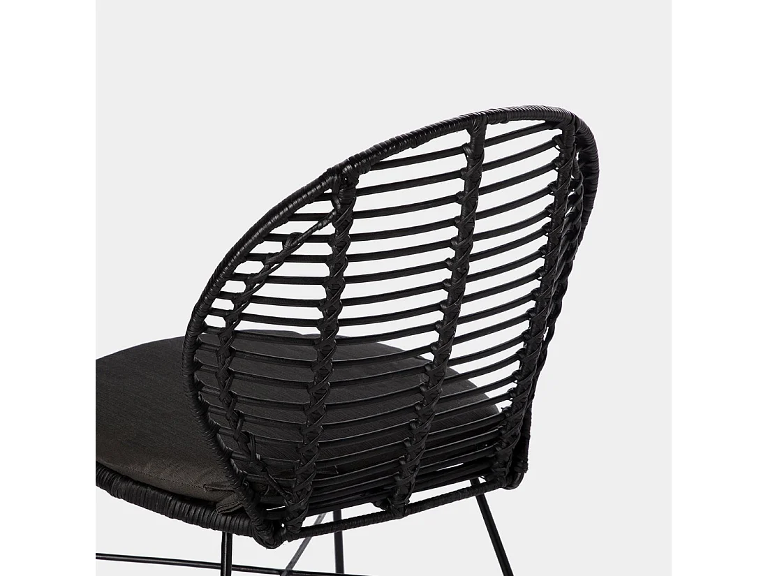 Chaise de jardin en fibre naturelle noir 51x89 cm-Kala