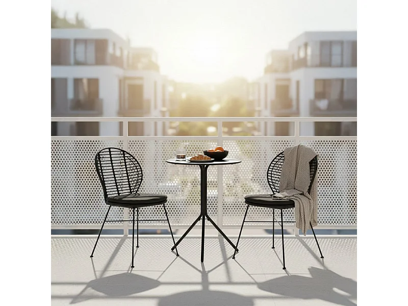 Chaise d'extérieur en fibre naturelle noir 51x89 cm-Kala