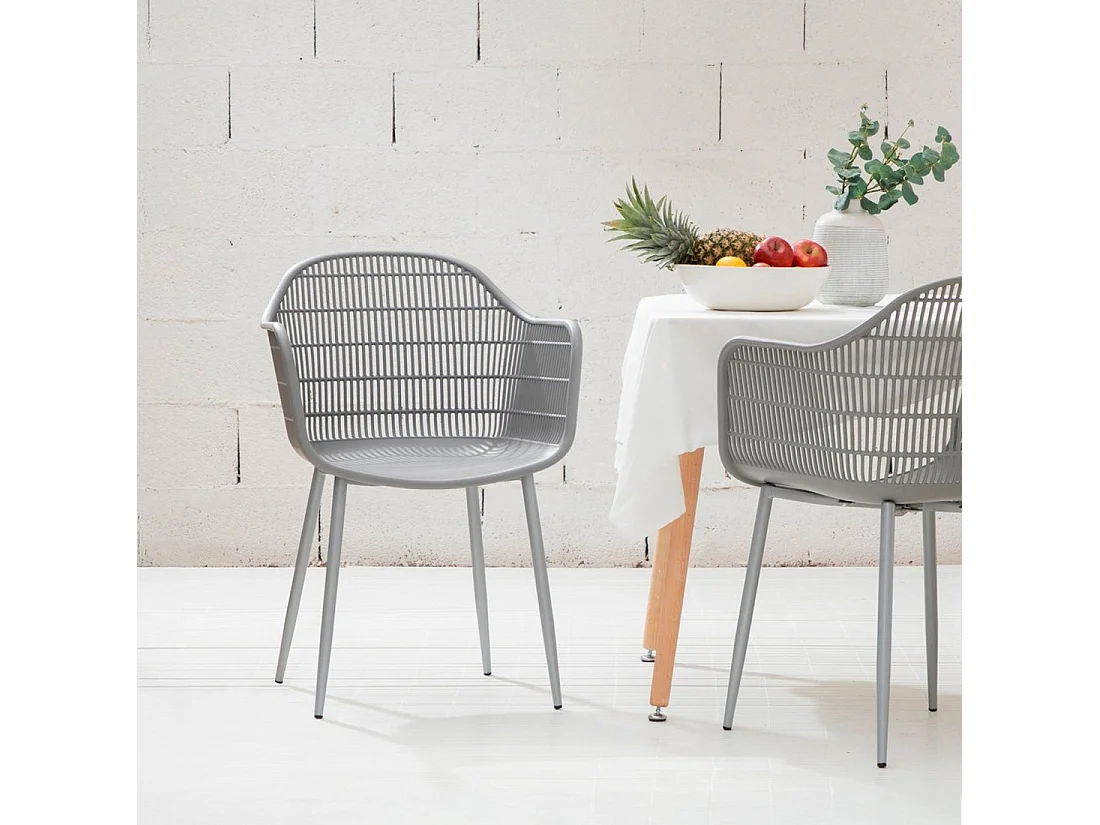 Chaise d'extérieur en plastique gris 62x85 cm-Soren